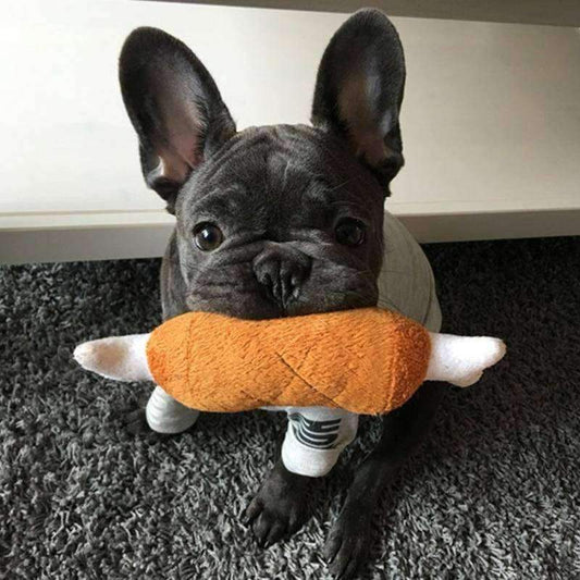 KFX-7756349 Plush Double-Legged Chicken Leg Toy for Dogs - Sounding Bite Toy, 16-18 cm