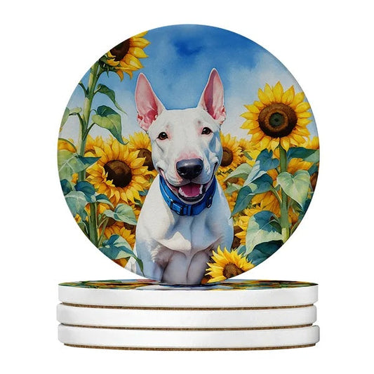 KFX-7768509 Silky Terrier Absorbent Sandstone Coasters - Set of 4 with Cork Backing for Home Decor