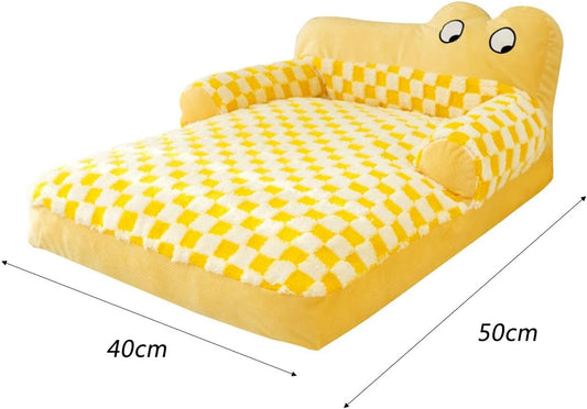 KFX-7774269 Washable Plush Dog Sofa Bed with Antislip Base for Cats and Small Dogs, Multiple Sizes Available
