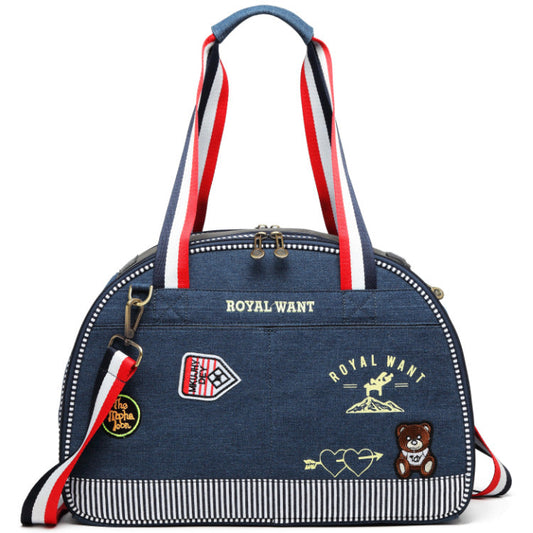 KFX-7779005 Portable Japanese Style Pet Diaper Bag - Denim, Cartoon Pattern, Medium Hard, 43cm x 20cm x 30cm