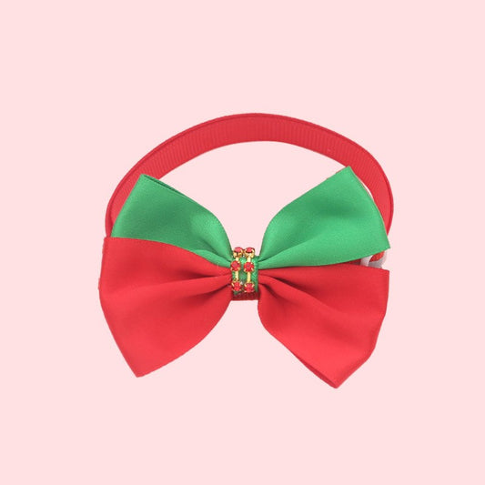 KFX-7784509 Christmas Adjustable Pet Collar with Bow Tie for Dogs and Cats - Festive Holiday Neck Strap