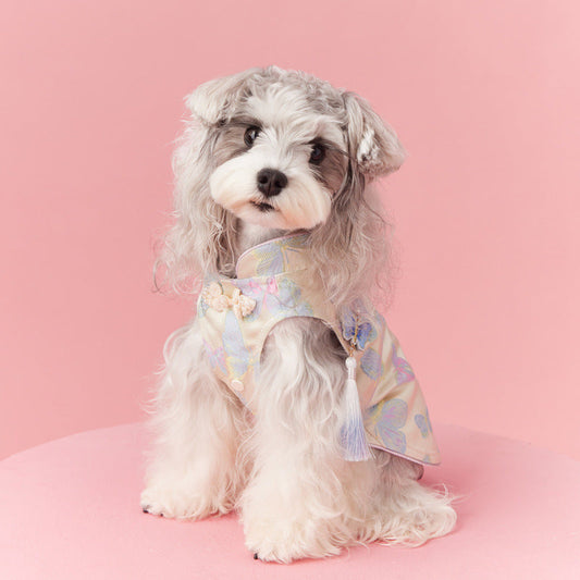 KFX-7787069 Pet Sleeveless Cheongsam Dress with Pendant for Small Dogs - Neo-Chinese Style Fashion