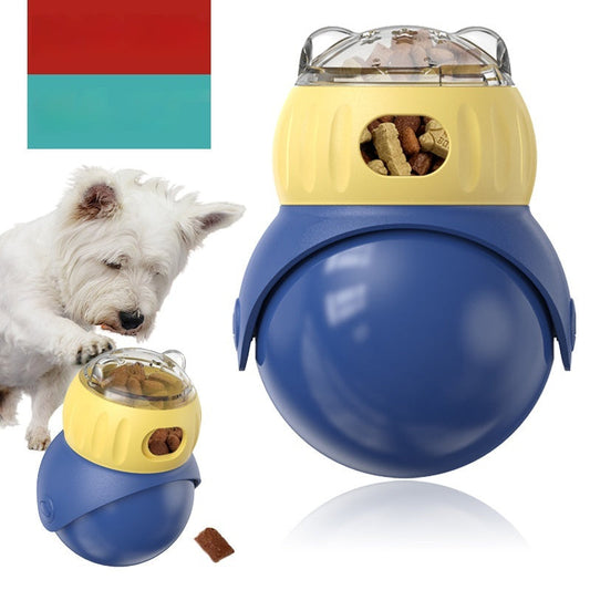 KFX-7797821 Owl-Shaped Self-Service Food Dispensing Puzzle Toy for Cats - Morandi Yellow and Blue