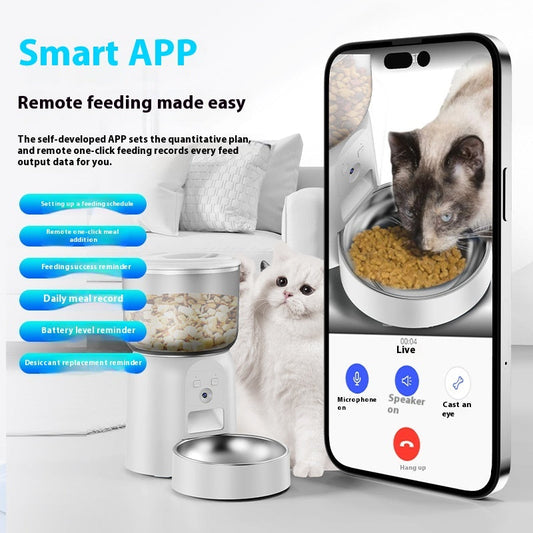 KFX-7799997 Automatic Pet Feeder with Monitoring and Moisture-Proof Design for Dogs and Cats