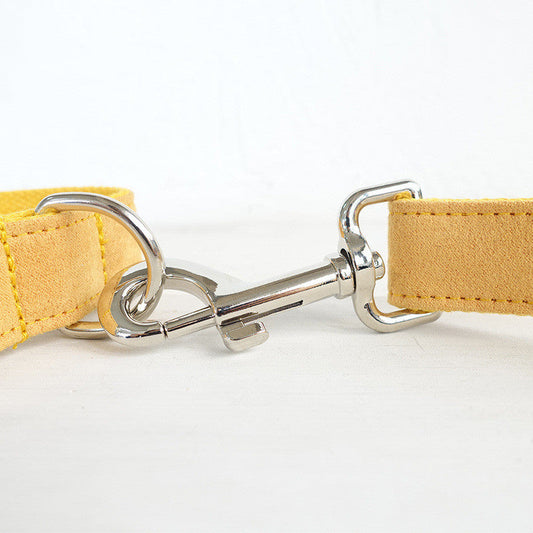 KFX-7817277 Durable Yellow Polyester Dog Collar Traction Rope for Pets