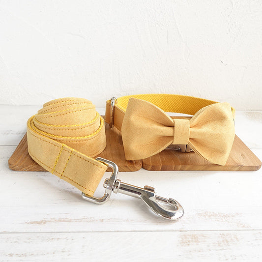 KFX-7817277 Durable Yellow Polyester Dog Collar Traction Rope for Pets