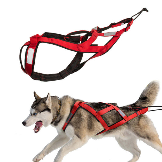 KFX-7820349 Dog Outdoor Sled Chest Strap - Adjustable Nylon Harness in Black, Red, Yellow