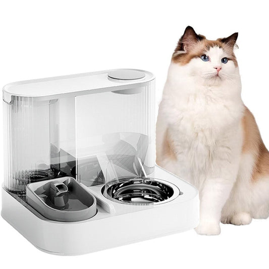 KFX-7830589 2-in-1 Automatic Cat Feeder and Water Dispenser for Dogs and Cats, 1L Water Capacity, 2L Food Capacity