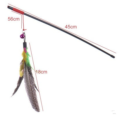 KFX-7831613 Feathered Cat Teaser Toy – Interactive Multi-Colour Play for Cats 45cm Pole