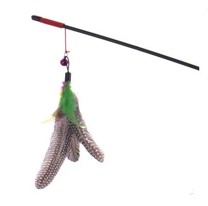 KFX-7831613 Feathered Cat Teaser Toy – Interactive Multi-Colour Play for Cats 45cm Pole