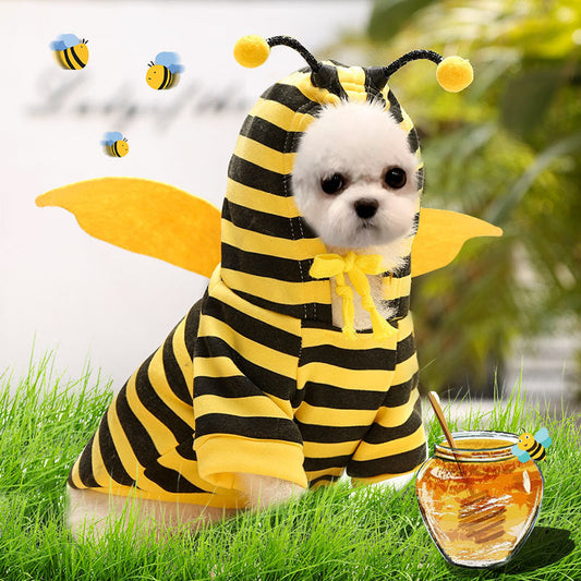 KFX-7833149 Fleece Cartoon Two-Legged Hooded Pet Outfit for Autumn and Winter