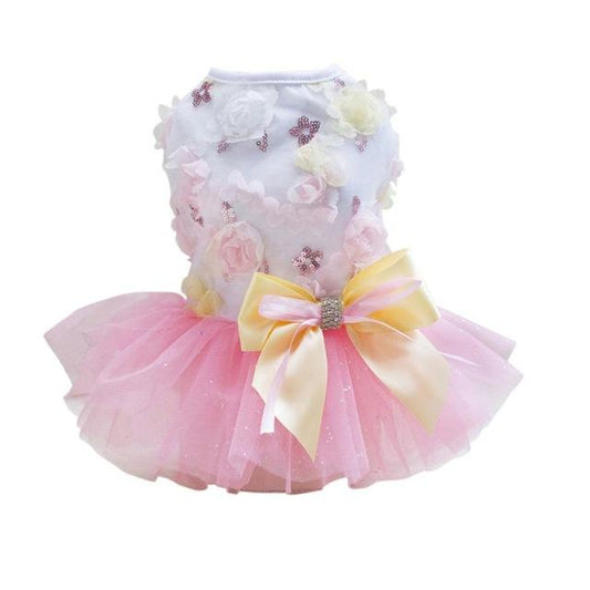 KFX-7834173 Spring-Summer Dog Tutu Dress in Cotton and Lace, Perfect for Your Princess Pup
