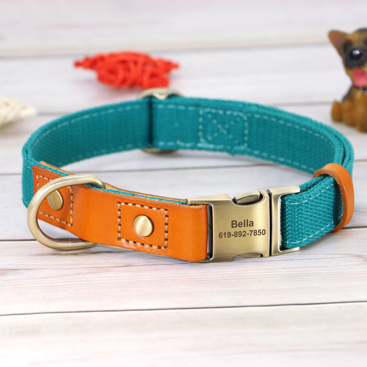 KFX-7844157 Durable Cowhide Pet Collar for Dogs - Adjustable Size, Multiple Colors Available