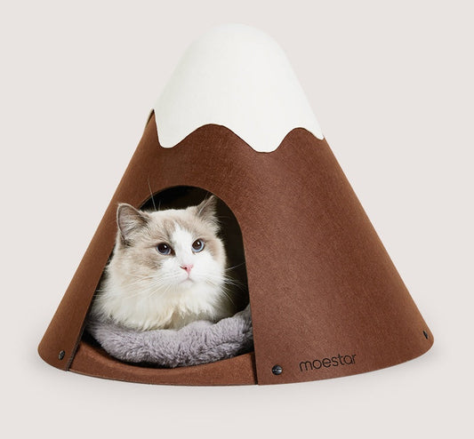 KFX-7858621 Cozy Closed Pet Tent with Snow-Top Design and Velvet Pad for Cats
