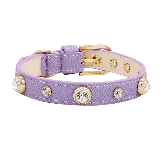 KFX-7867325 Multicolored Leather Pet Collar in Various Patterns and Sizes