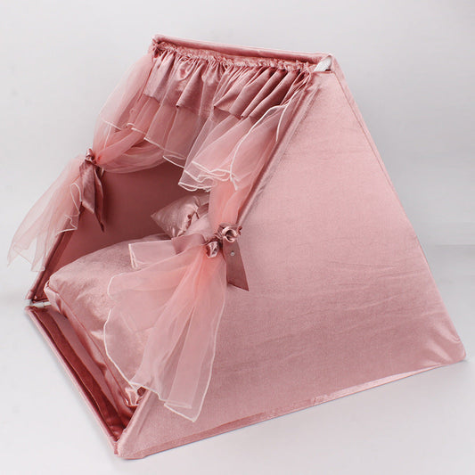 KFX-7891389 Universal Pet Tent - Semi-Enclosed Cat Litter Kennel in Dark Pink, Turmeric, Gray - 50x50x50 cm