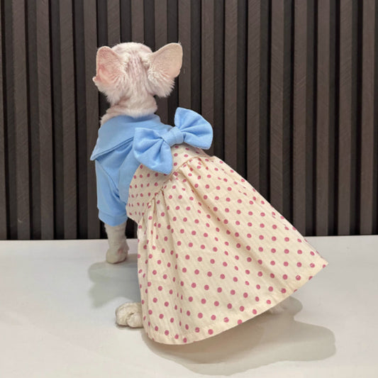 KFX-7899709 Polka Dot Bow Skirt for Hairless Cats in Multiple Sizes