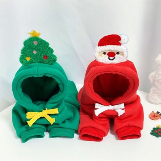 KFX-7900477 Santa Claus and Christmas Tree Warm Pullover Hoodie for Cats and Dogs