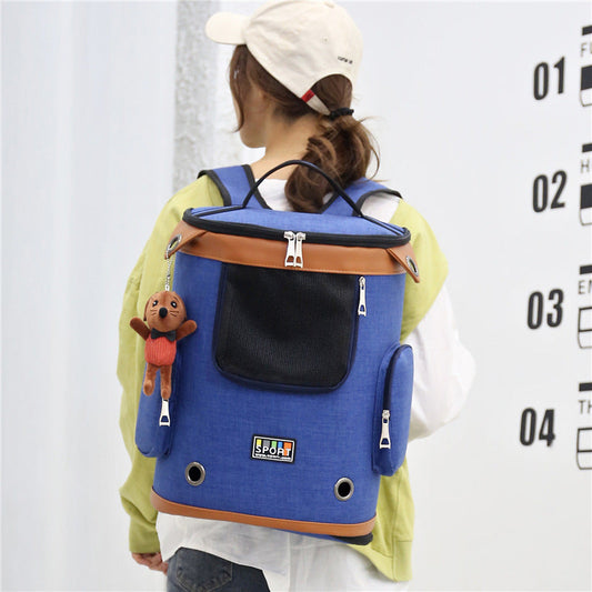 KFX-7901757 Cat Carrier Bag - Soft Oxford Cloth Travel Pet Bag in Purple, Brown, Blue, or Blue/Green