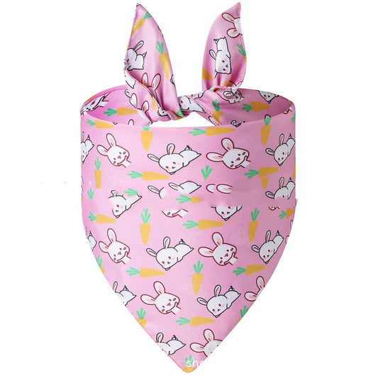 KFX-7905469 Easter Bunny Triangular Bandage Towel for Dogs - Polyester, Size L 70*48*48 cm, Neck Circumference 15-52 cm