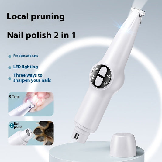 KFX-7917373 Rechargeable Two-in-One Cat Nail Shaver and Trimmer with Cleaning Brush and Charging Cable