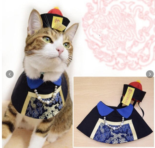 KFX-7929277 Handsome and Funny Cat Bib in Zombie and Duke Suit Designs - Polyester Material, Sizes S and L