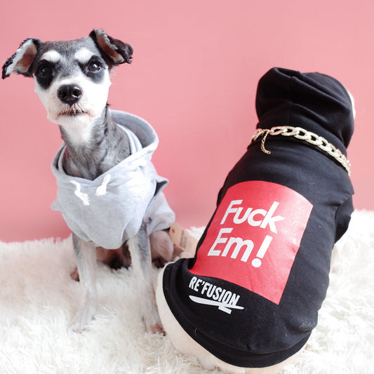 KFX-7930173 Hooded Cotton Summer Vest for Dogs & Cats, Available in Black or Grey, Sizes XS to XXL