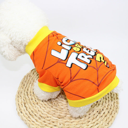 KFX-7944765 Cartoon Print Casual T-Shirt for Pets - Lightweight Terylene Material, Various Sizes Available