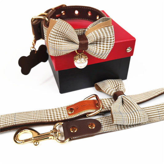 KFX-7945661 Teddy Dog Leather Breast Strap Collar - Dark Khaki, Pink, Black, Sizes S-XL