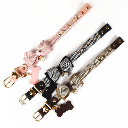 KFX-7945661 Teddy Dog Leather Breast Strap Collar - Dark Khaki, Pink, Black, Sizes S-XL