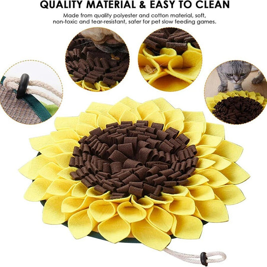 KFX-7950525 Washable Sunflower Snuffle Mat for Dogs - Non-Slip Slow Feeder, Nose Work Training, Energy & Stress Relief