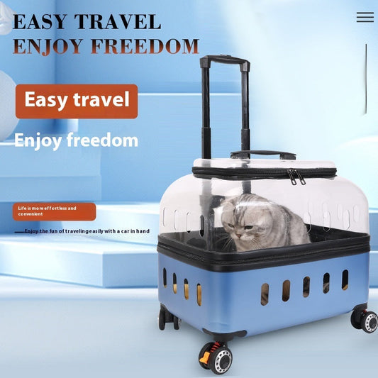 KFX-7954365 Portable Pet Trolley for Cats and Dogs - Hard Case with Multiple Color Options and Lightweight Design