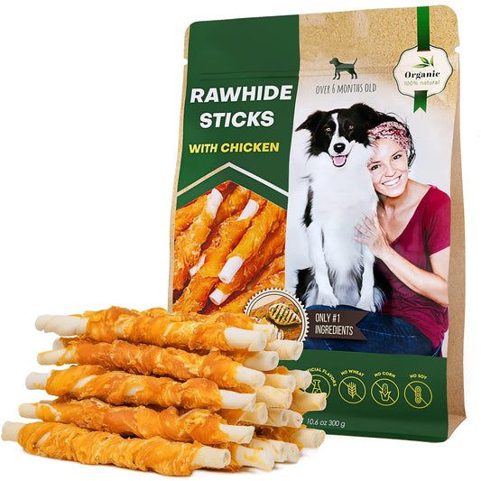 KFX-7957949 Chicken-Wrapped Dog Chew Sticks – Grain-Free, Organic, Human-Grade Natural Treats for Dogs of All Life Stages