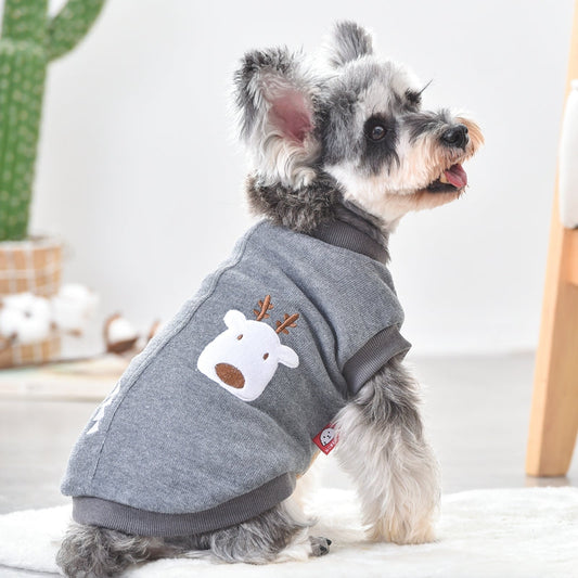 KFX-7969981 Cozy Double-Sided Flannel Jacket for Chihuahuas in Orange and Gray - Sizes S to 2L
