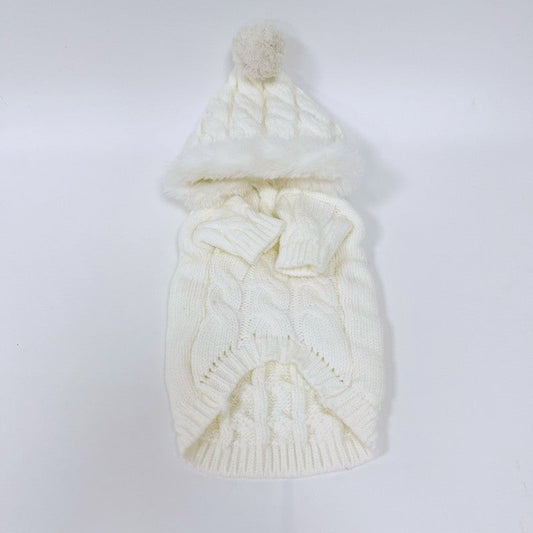 KFX-7977149 Warm White Wool Sweater for Pets - Autumn and Winter Collection, Available in Multiple Sizes