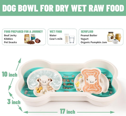 KFX-7983293 Dog Slow Feeder Bowl with Anti-Choking Design for Large Breeds - 3-in-1 Puzzle Bowl for Healthy Eating Habits