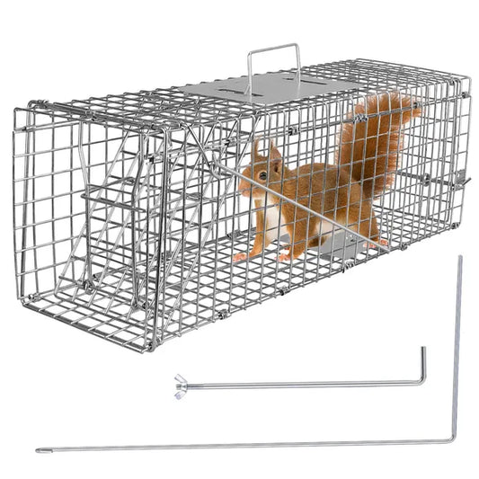 KFX-7994301 Humane Live Animal Trap for Small Wildlife – Collapsible Galvanized Wire Cage for Raccoons, Groundhogs, Armadillos, and More