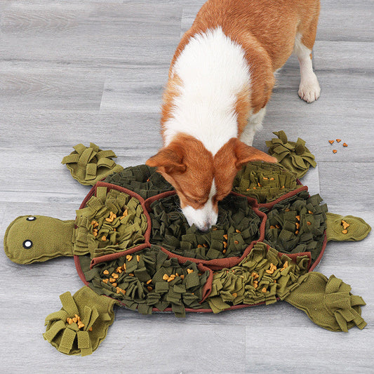 KFX-7995453 Tortoise Shaped Sniffing Pad for Dogs - Polyester Energy-Consuming Decompression Toy in Army Green, 71x52cm