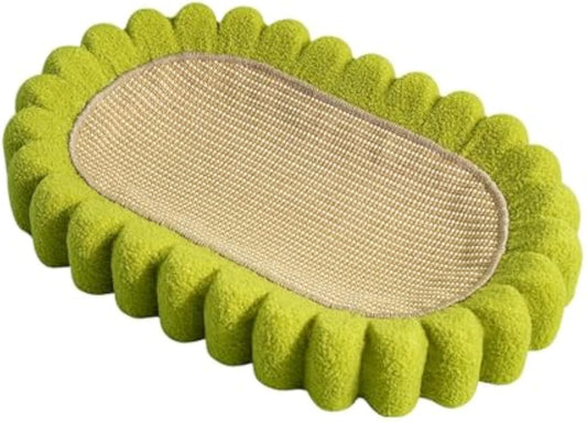 KFX-7997885 Spacious Oval Cat Scratching Pad and Bed - Cardboard Scratcher with Sisal for Indoor Cats