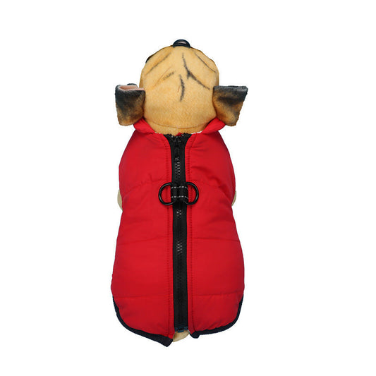KFX-7998781 Waterproof Warm Cotton Dog Jacket - Thickened Vest for Pets in Red, Army Green, Navy Blue, Brown - Sizes M to 2XL