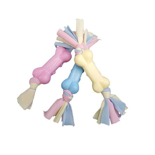 KFX-8001213 TPR and Cotton Dog Bone Chew Toy for Molar Teeth Relief and Stress Reduction