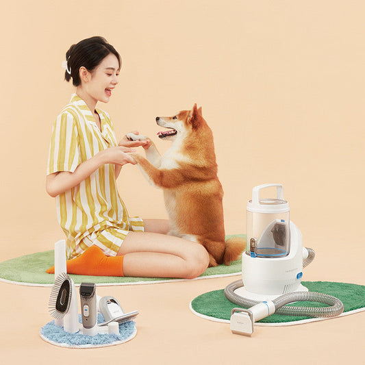 KFX-8001981 Electric Dog Hair Clipper and Vacuum Cleaner Combo with Combs and Accessories