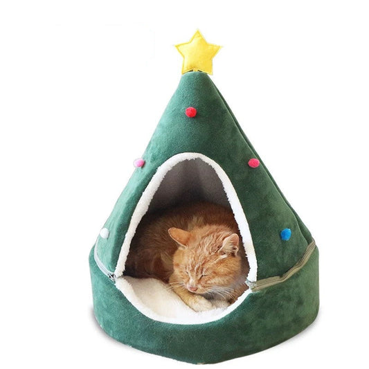 KFX-8065981 Christmas Tree Cat and Dog Litter with Soft Plush Fabric and Compressive Sponge