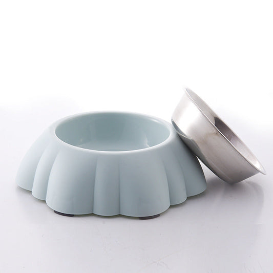KFX-8067901 Colorful Stainless Steel and Plastic Pet Bowl - 21.5cm Outer, 14.2cm Inner, Safe and Non-Toxic Material