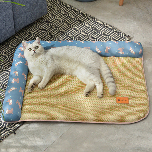 KFX-8098749 Non-Stick Hand-Woven Cat Bed Ice Pad - Multiple Colors and Sizes Available