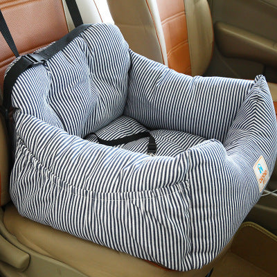 KFX-8106685 Red and Blue Striped Travel Car Seat Cushion for Small Dogs, Suitable for Most Cars and SUVs, 55x50x30cm