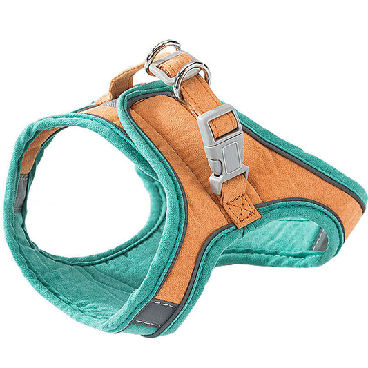 KFX-8111677 Reflective Chest Harness for Cats with Traction Rope - Anti-Stroke Deerskin Velvet, Size S-XXXL