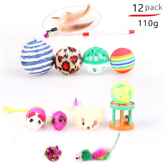 KFX-8116797 Cat Toy Set with Stick, Plush, Feather, and Metal Elements for Training and Comfort