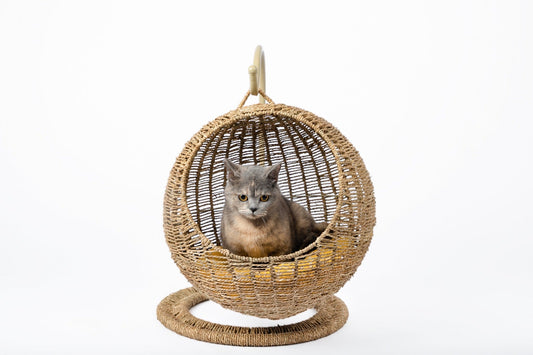 KFX-8119997 Woven Round Cat Litter Bed Hanging Basket for Small and Large Cats