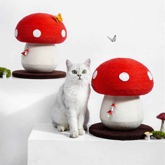 KFX-8121917 Red Poisonous Mushroom Cat Scratch Board - Sisal Cat Toy with Cute Design